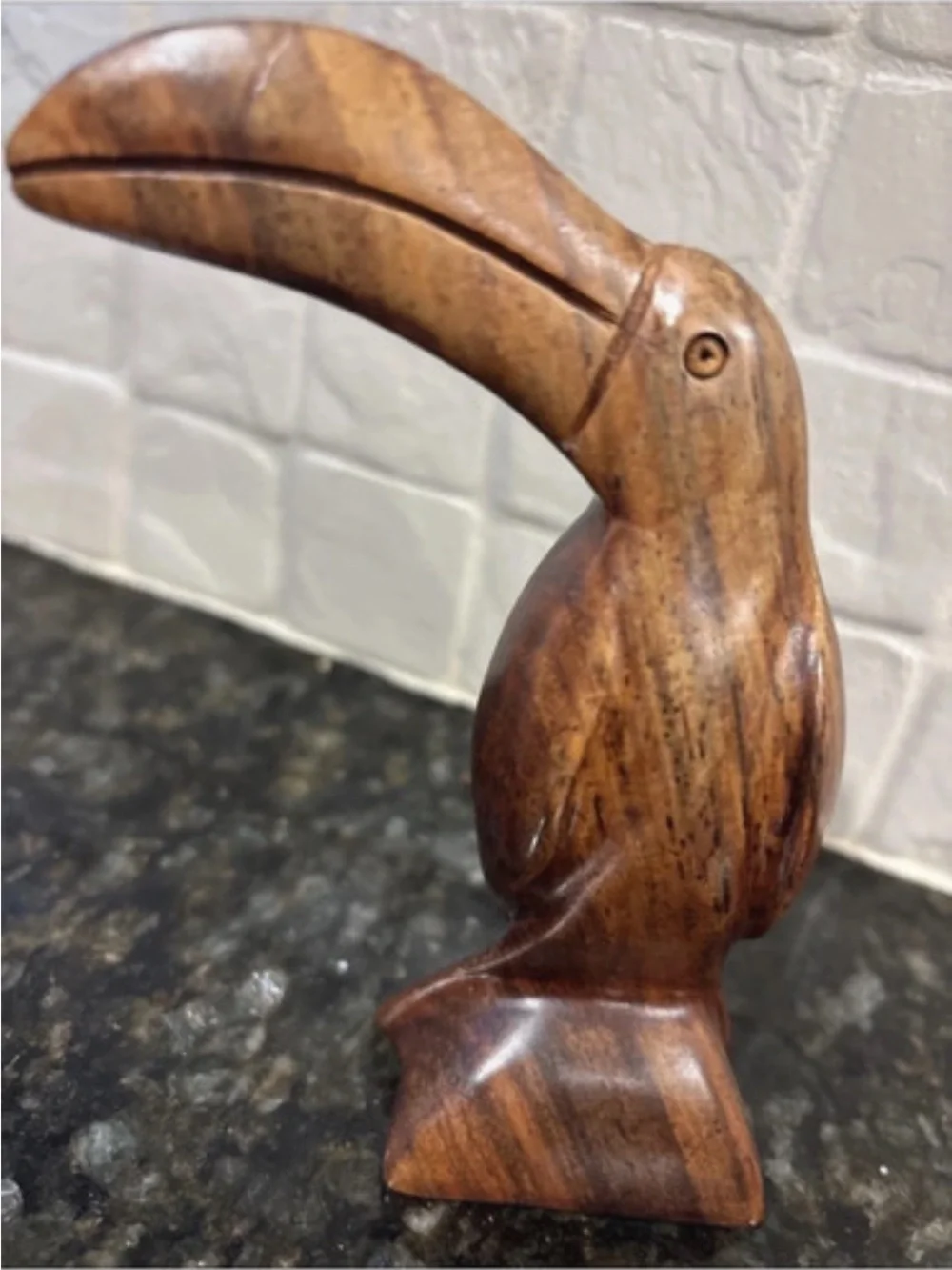 Hand-carved Wooden Toucan Bird Figurine